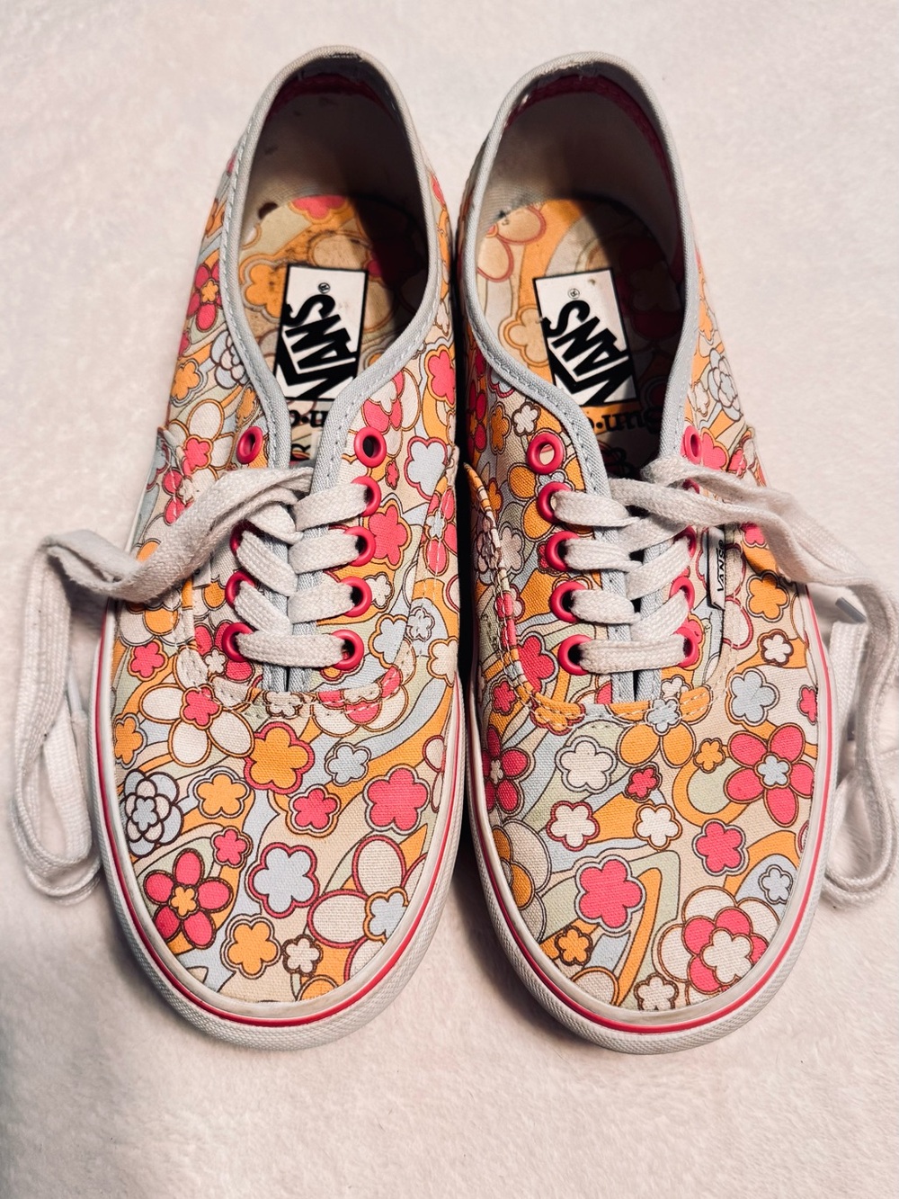 Vans Women's Floral Canvas Sneakers in Pink, Orange & White